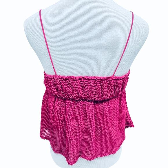 Forever 21 Loop-Knit Flounce Cami Y2k Womens S Babydoll Raspberry Pink - Picture 4 of 8